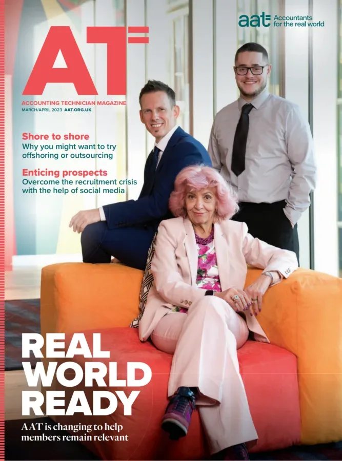 Mark Clayton on the cover of Accounting Technician magazine, March/April 2023