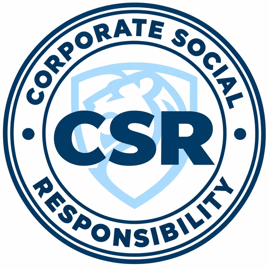 Shield Works corporate social responsibility badge, carrying the Shield Works crest