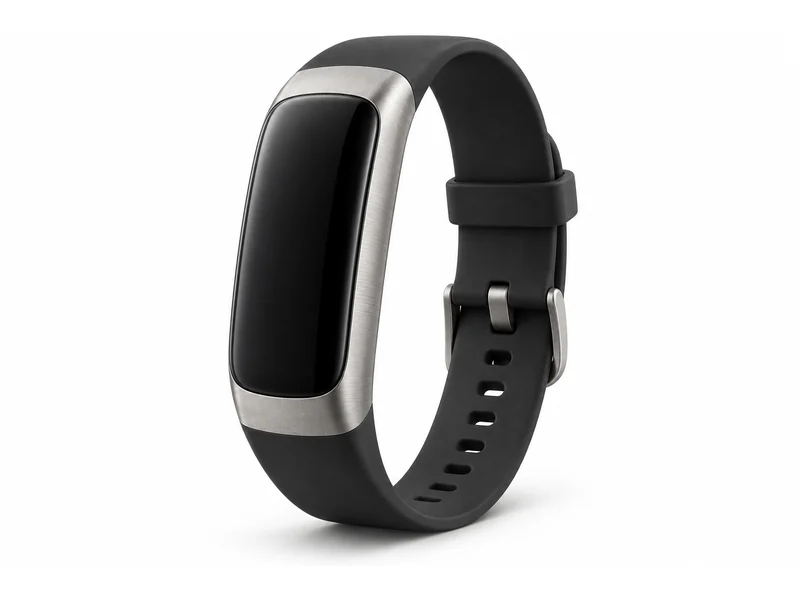 Fitness tracker with a curved display and silicone strap