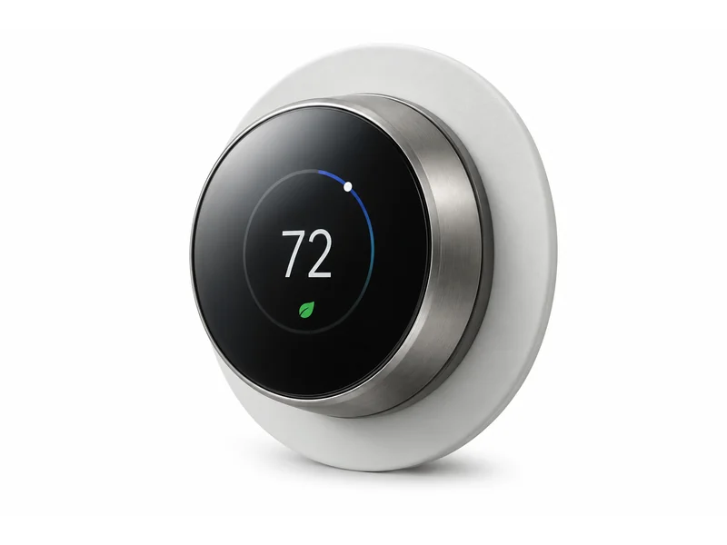 Circular smart thermostat wall unit with a temperature readout