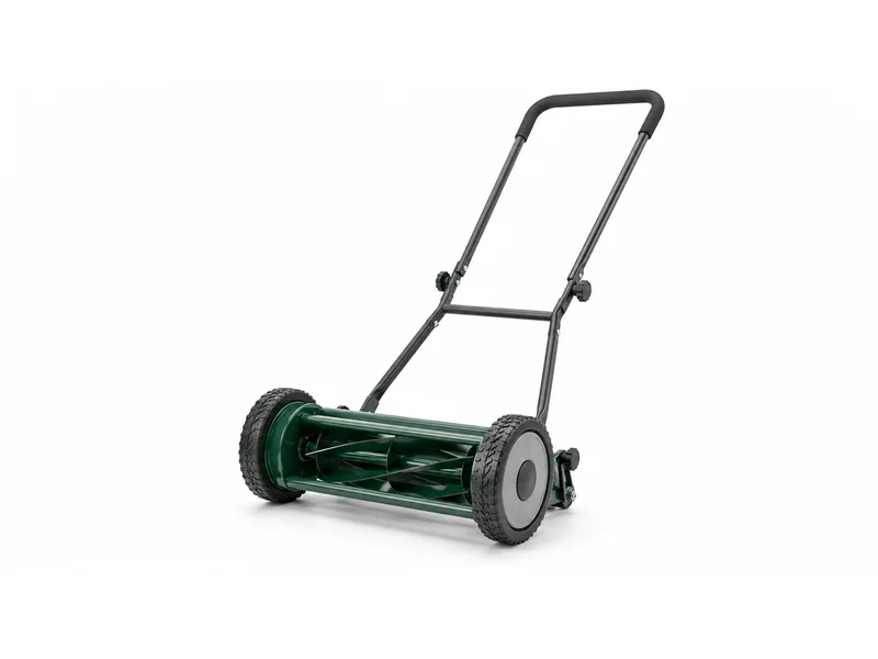 Manual push cylinder lawn mower with a height-adjustable cutting cylinder and rear roller